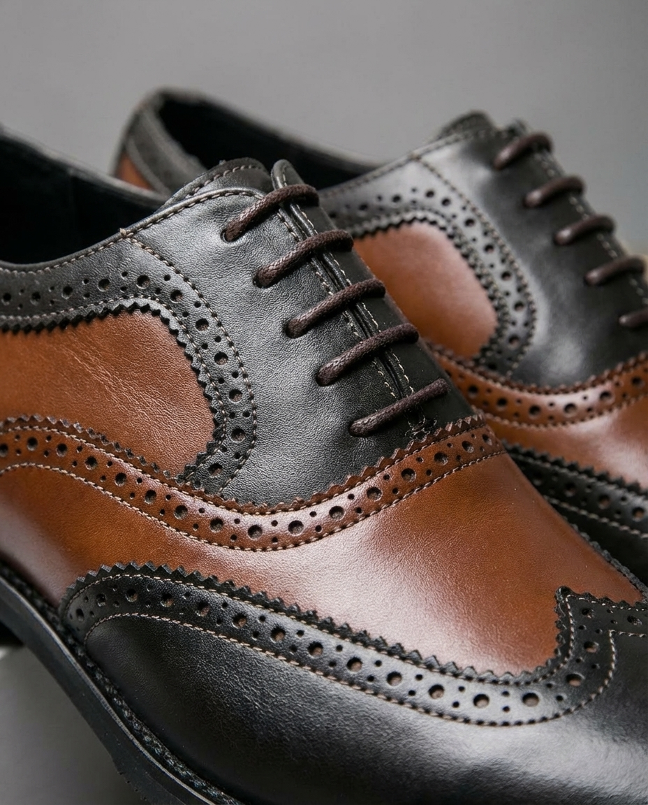 Steadfast | Men's Two-Tone Leather Brogue Oxford Shoes – Formal Lace-Up Shoes