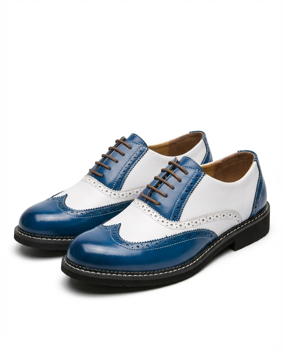 Harold | Men's faux leather Brogue Dress Shoes - Two-Tone Lace-Up Style