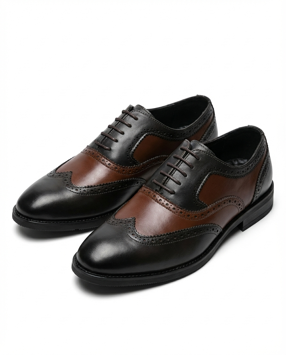 Steadfast | Men's Two-Tone Leather Brogue Oxford Shoes – Formal Lace-Up Shoes