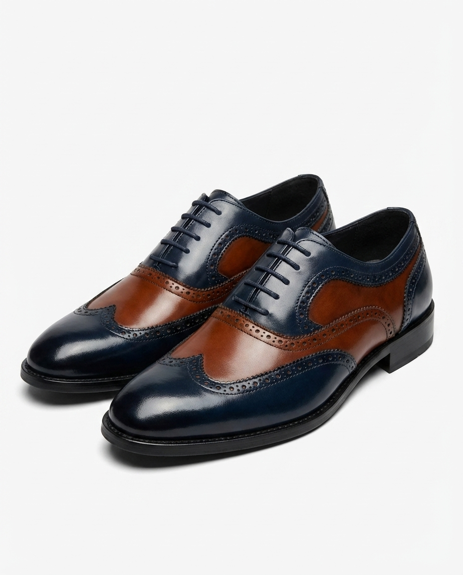 Steadfast | Men's Two-Tone Leather Brogue Oxford Shoes – Formal Lace-Up Shoes