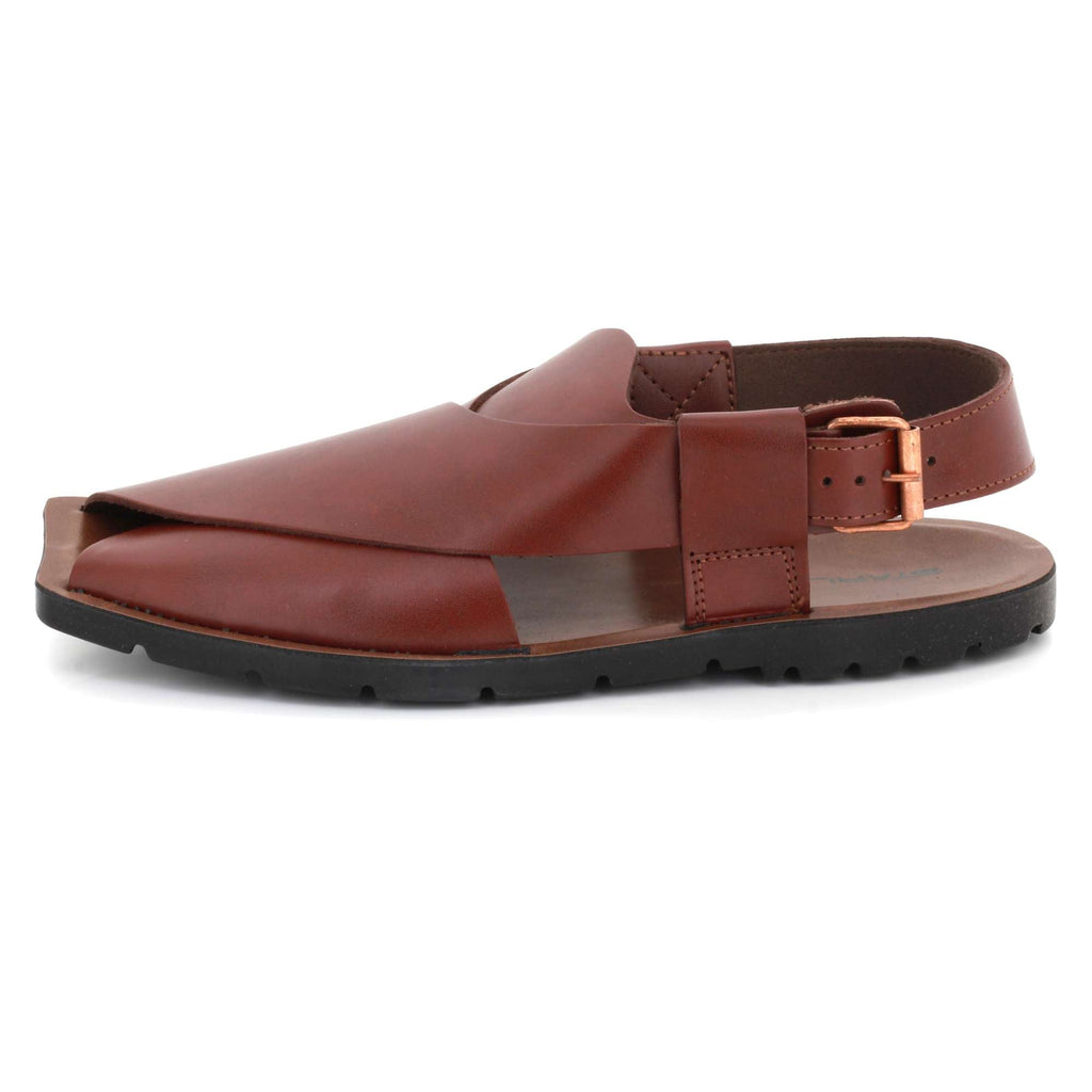 Kenneth | Men's Faux Leather Peshawari Sandals - Cross-Over Strap Ethnic Sandals