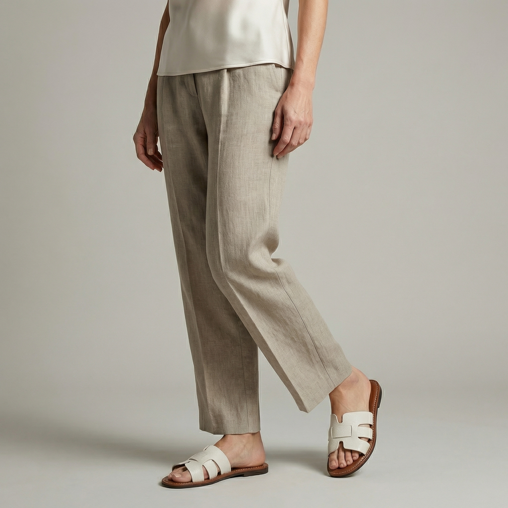 Lydia | Women's Flat Slide Sandals – Leather-Look Summer Shoes