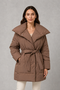 Beth | Women's Belted Puffer Jacket - Quilted Zip-Up Winter Coat