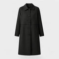 Eve | Women's Midi Coat - Lapel Collar Button-Up Winter Coat