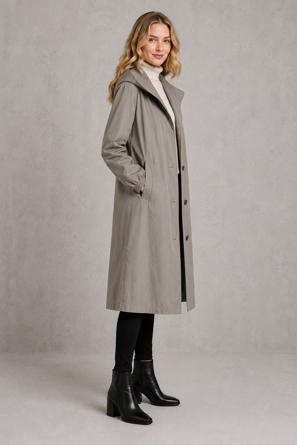Nerys | Women's Oversized Waterproof Trench Coat - Hooded Longline Rain Coat