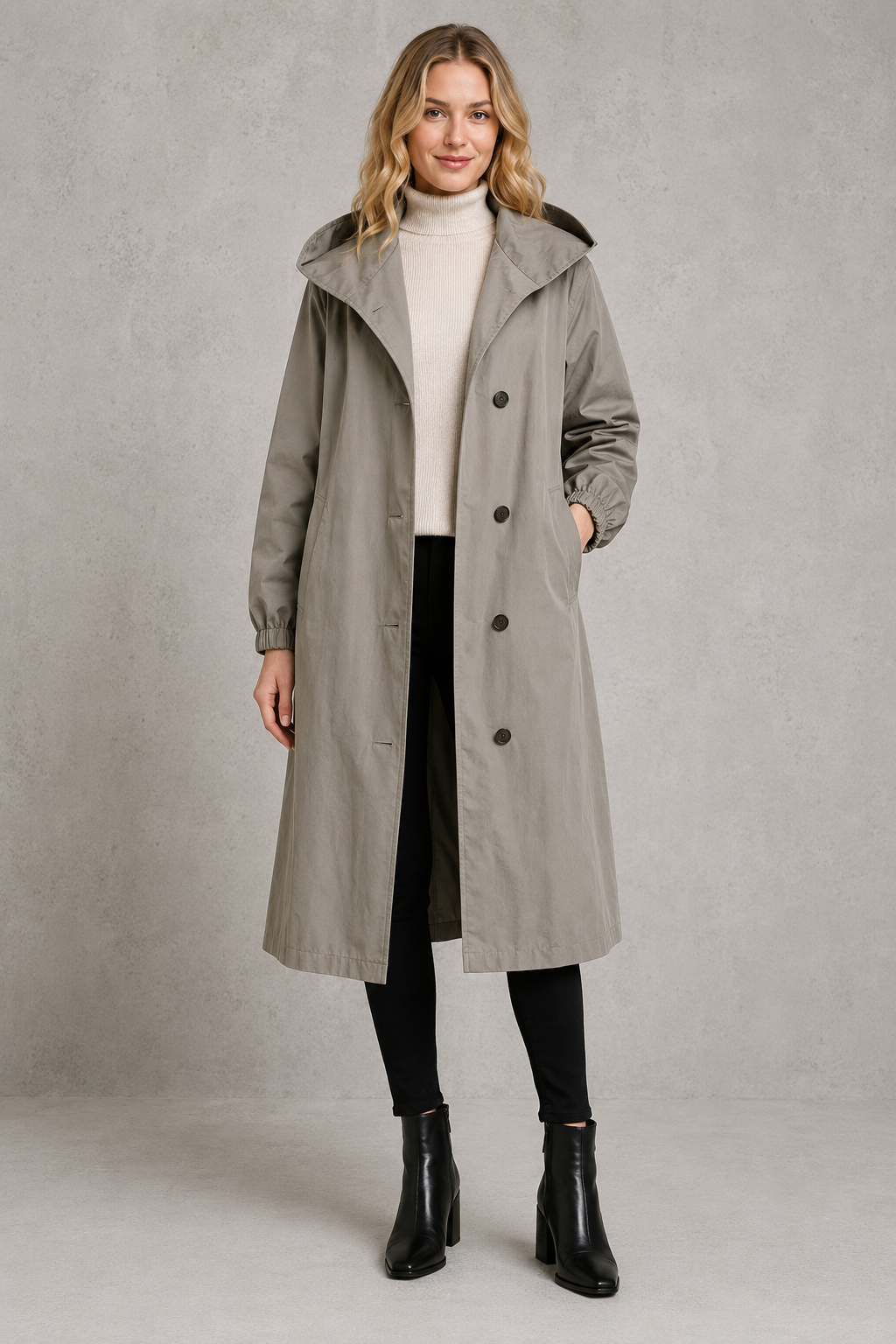 Nerys | Women's Oversized Waterproof Trench Coat - Hooded Longline Rain Coat