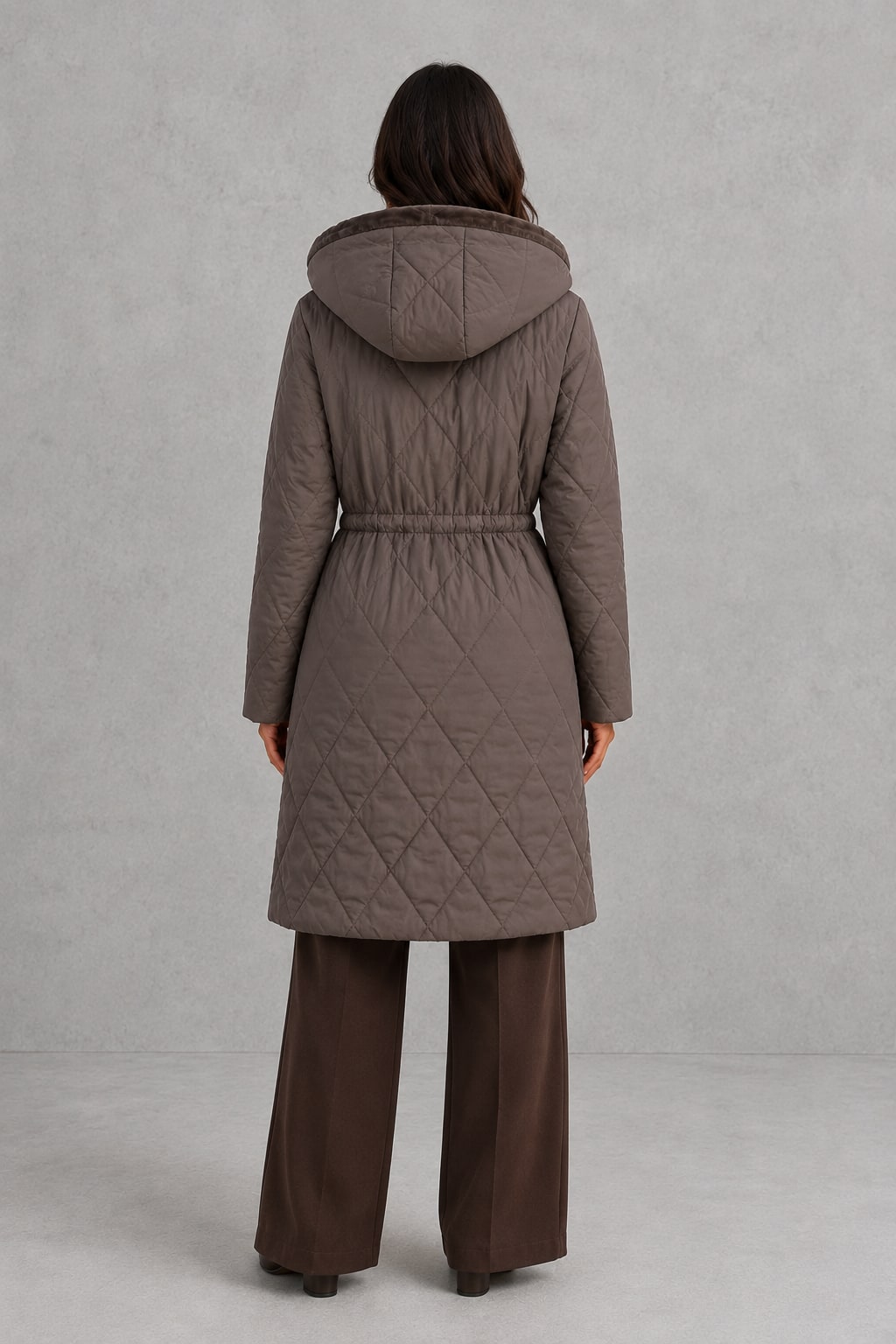 Hannah | Women's Quilted Puffer Coat - Faux Fur Collar Longline Winter Jacket