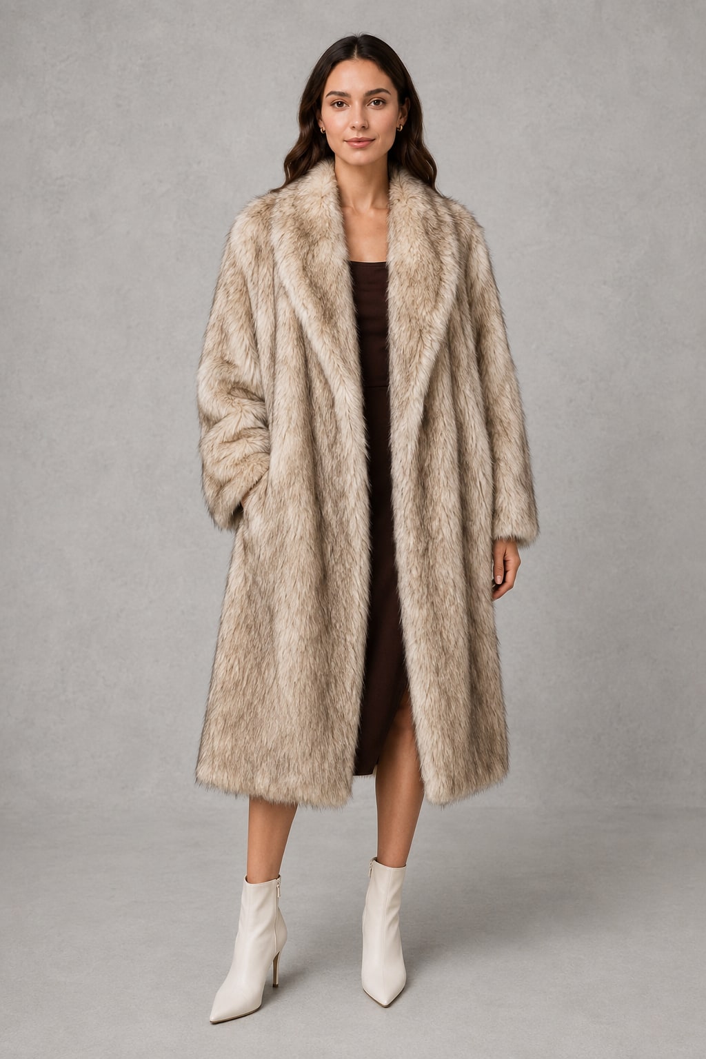 Sophia | Women's Faux Fur Statement Coat - Voluminous Winter Outerwear