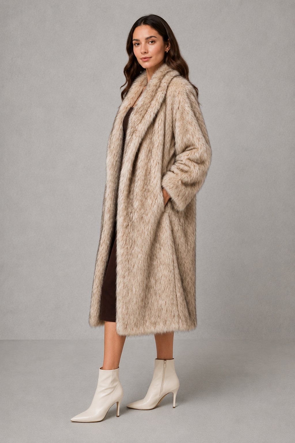 Sophia | Women's Faux Fur Statement Coat - Voluminous Winter Outerwear