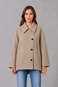 Georgette | Women's Vintage Longline Coat - Relaxed Fit Jacket with Front Pockets