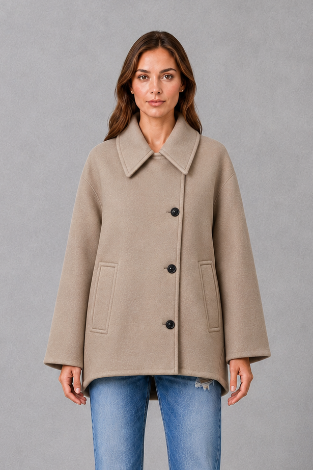 Georgette | Women's Vintage Longline Coat - Relaxed Fit Jacket with Front Pockets
