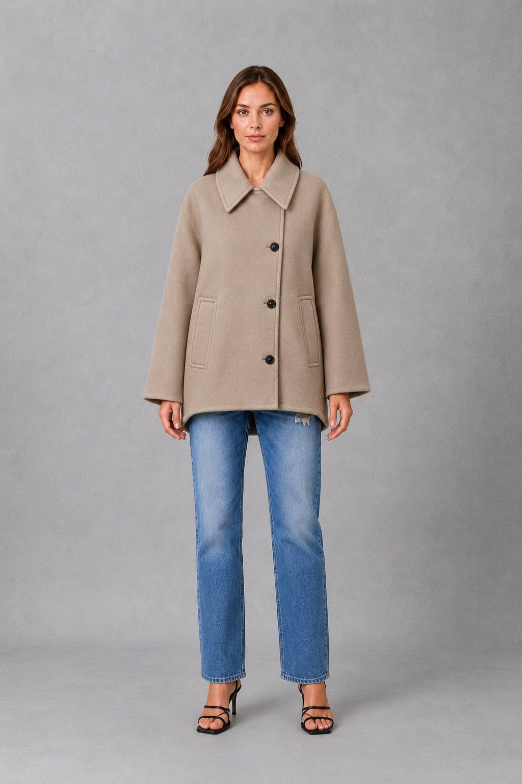 Georgette | Women's Vintage Longline Coat - Relaxed Fit Jacket with Front Pockets