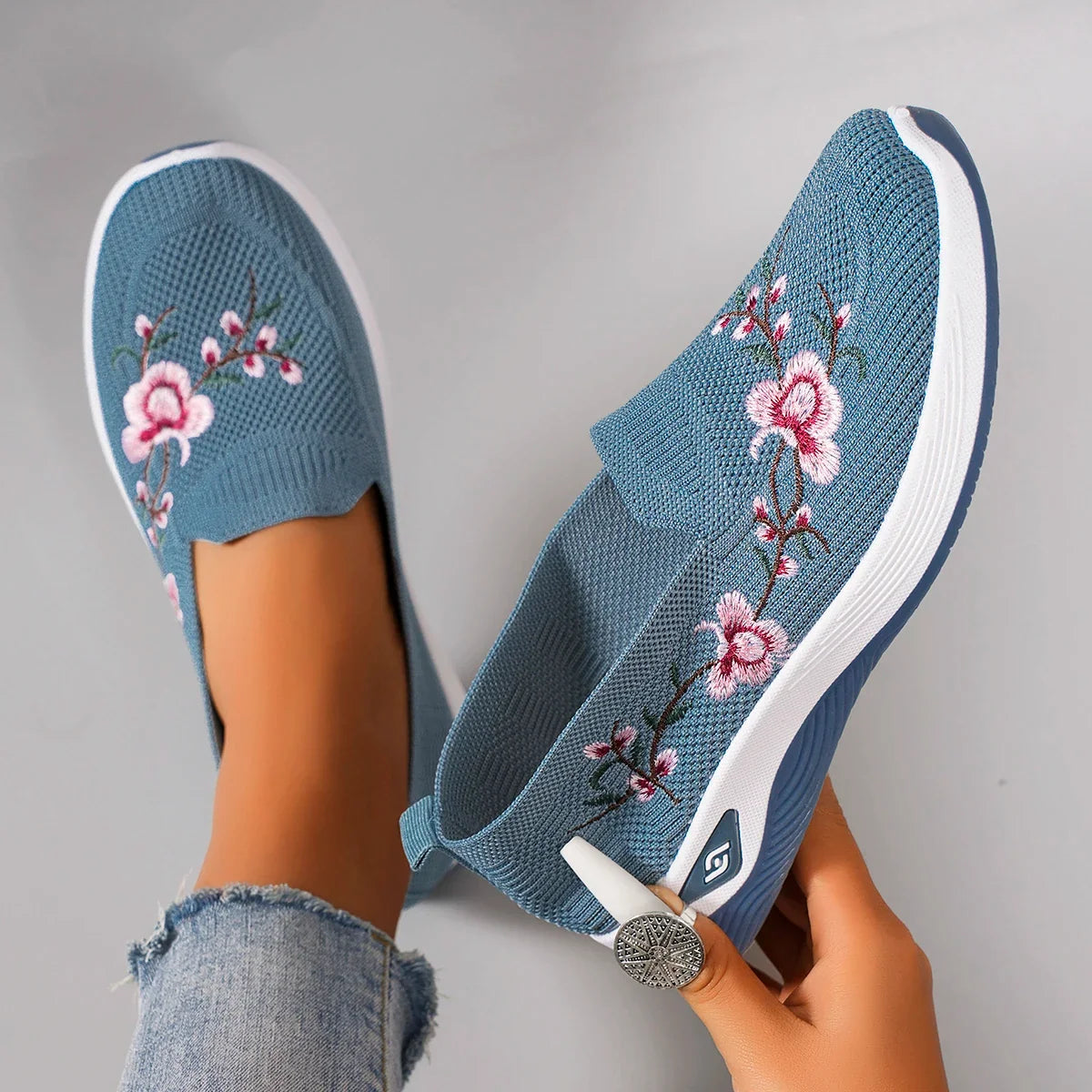 Elsie | Women's Breathable Mesh Trainers - Lightweight Casual Flat Shoes