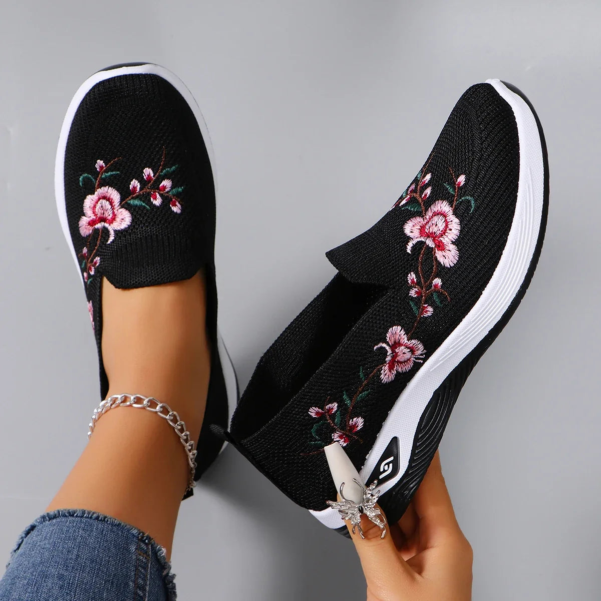 Elsie | Women's Breathable Mesh Trainers - Lightweight Casual Flat Shoes