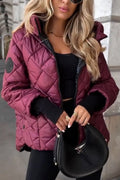 Rhiannon | Women's diamante-style Quilted Puffer Jacket - Hooded Zip-Up Winter Coat