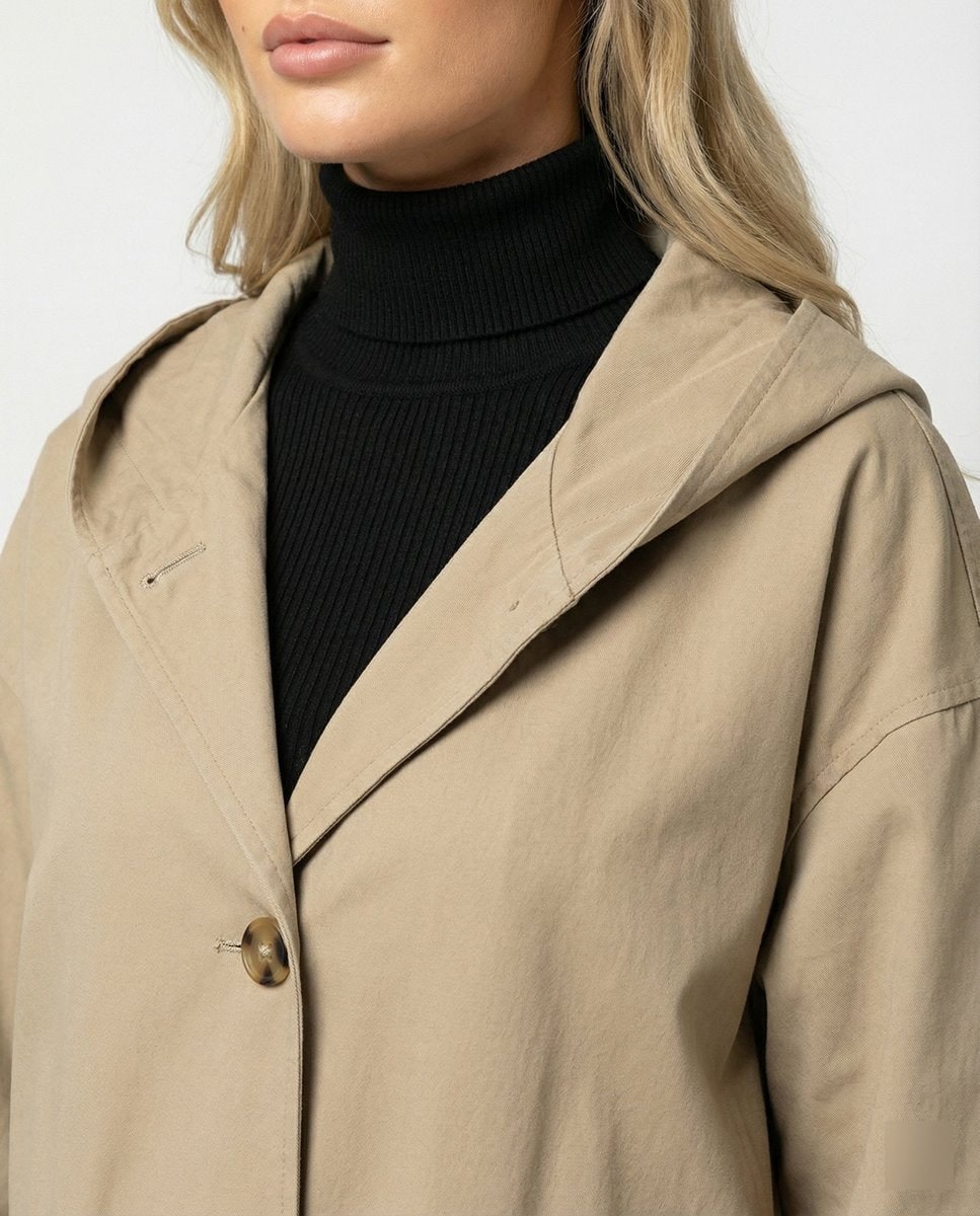 Alexandra | Women's Waterproof Longline Trench Coat - Hooded Button-Front Winter Coat