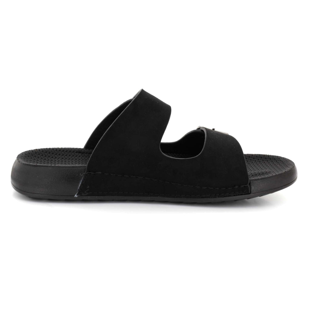 Lawrence | Men's Faux Leather Double Strap Buckle Sandals - Slip-On Slide Sandals