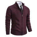 Keith | Men's Padded Zip-Up Cardigan - Stand Collar Knitted Panel Jumper