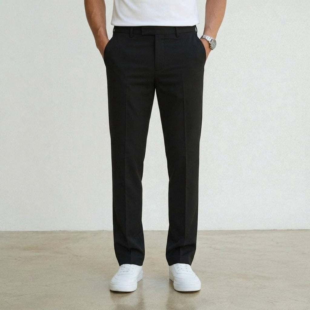 Kelvin | Men's Stretch Tailored Trousers - Classic Straight-Leg Smart Trousers